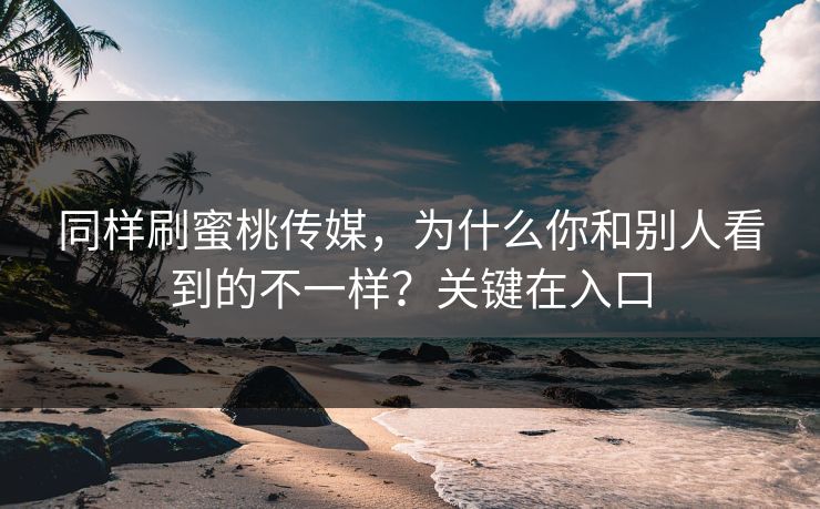 同样刷蜜桃传媒，为什么你和别人看到的不一样？关键在入口