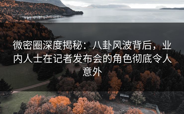 微密圈深度揭秘:八卦风波背后,业内人士在记者发布会的角色彻底令人意外 微密圈深度揭秘:八卦风波背后,业内人士在记者发布会的角色彻底令人意外