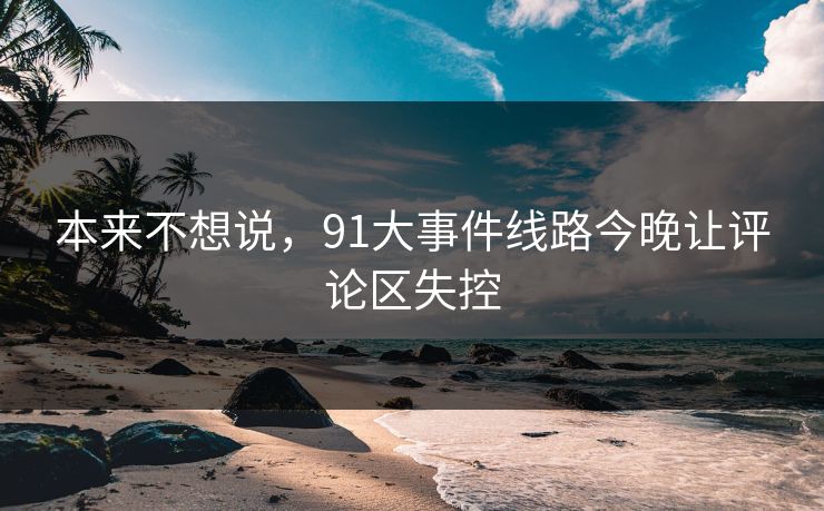 本来不想说，91大事件线路今晚让评论区失控